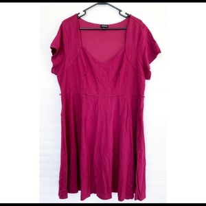 Berry pink ponte knit cap sleeve skater dress